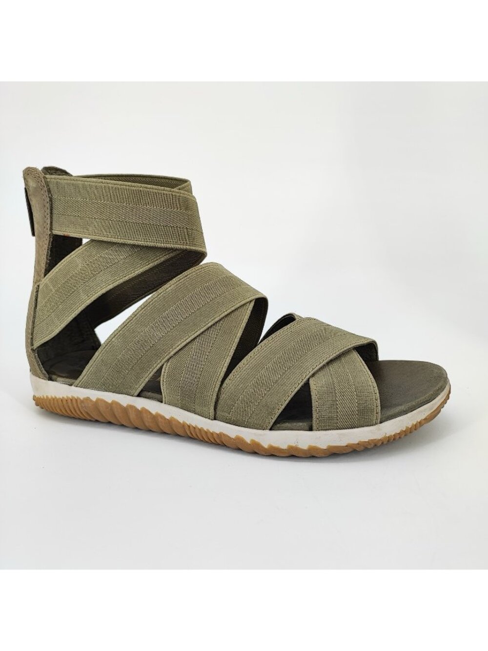 Sorel Out N About Plus Women's Size 8.5 Sandals Leather Green Casual NL3246-365